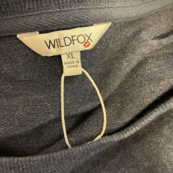 Wildfox Sweatshirt Top Navy Blue XL Multi-Color Embroidered Lettering Social - Picture 8 of 12